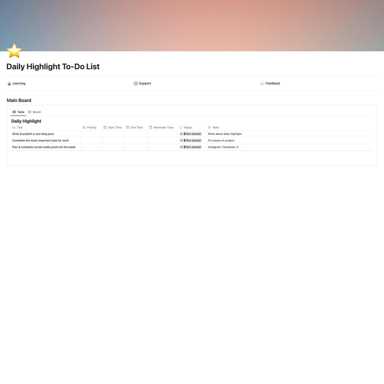 Daily Highlight Notion Template