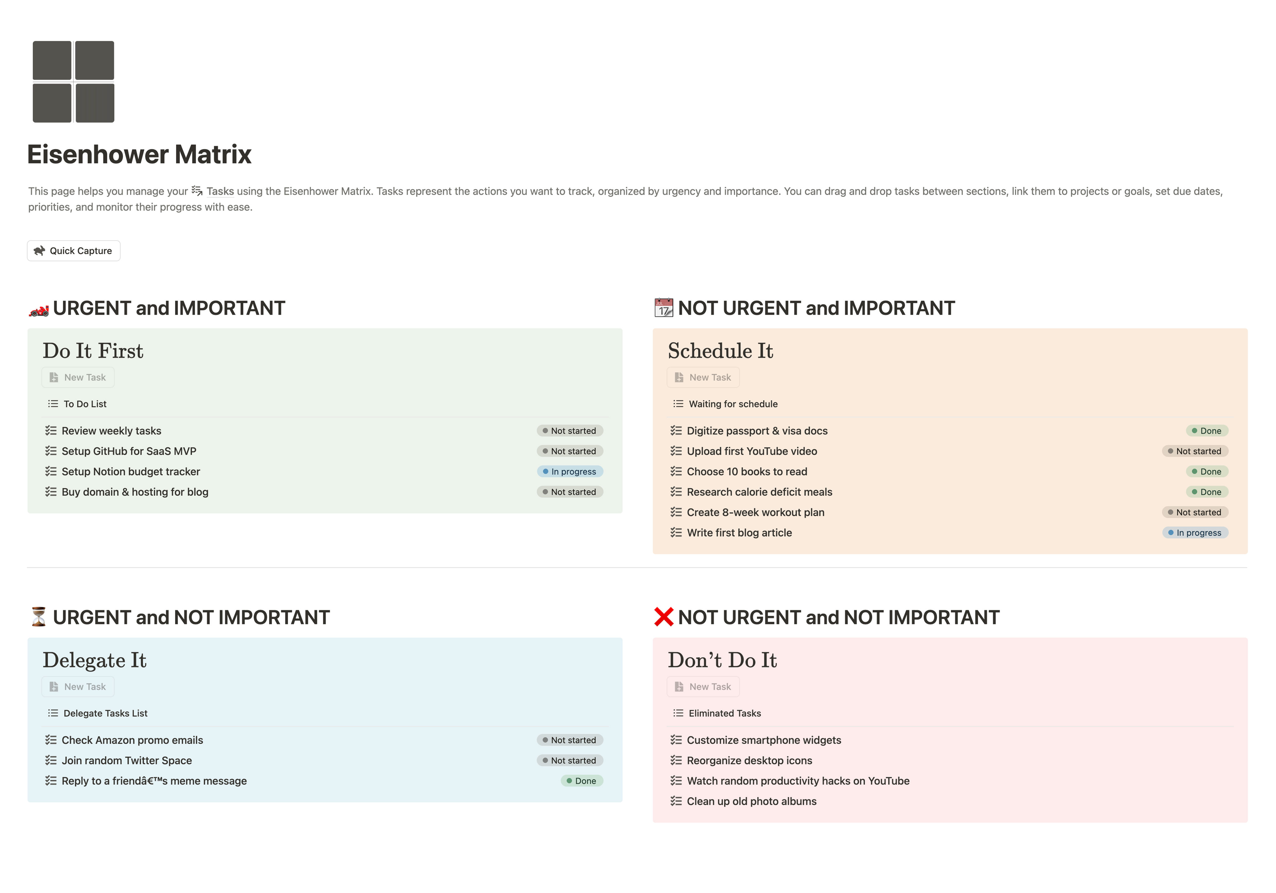 Eisenhower Matrix Screenshot